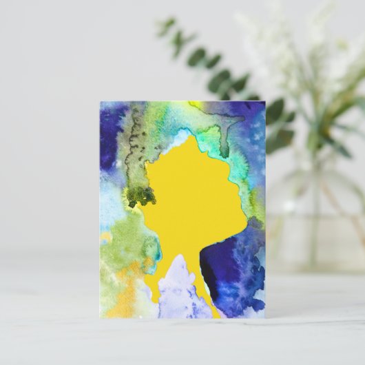 Silhouette art abstracte waterverf briefkaart (Staand voorkant)