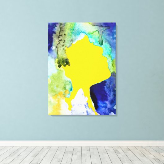 Silhouette art abstracte waterverf canvas afdruk (Insitu (Houten vloer))