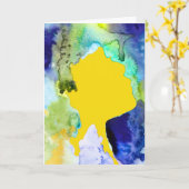 Silhouette art abstracte waterverf kaart (Gele Bloem)