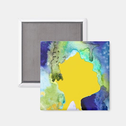 Silhouette art abstracte waterverf magneet (Voorkant / Achterkant)