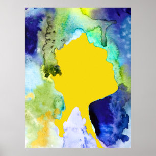 Silhouette art abstracte waterverf poster