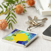 Silhouette art abstracte waterverf sleutelhanger (Zijkant)