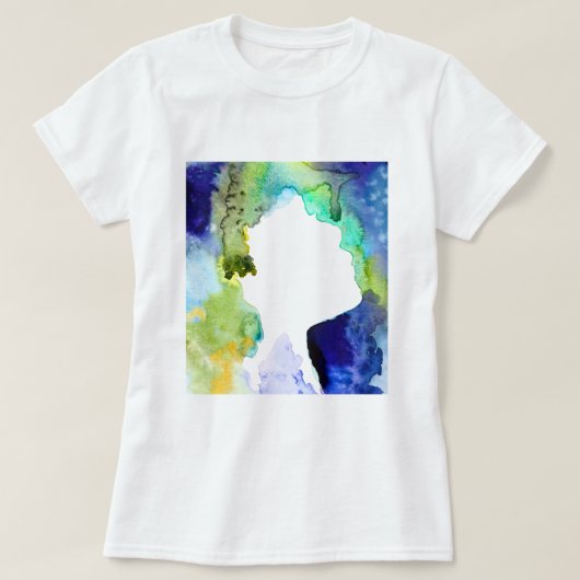 Silhouette art abstracte waterverf t-shirt (Design voorkant)