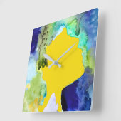 Silhouette art abstracte waterverf vierkante klok (Hoek)