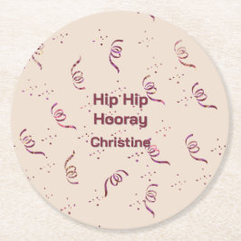 Silhouette Art Ribbon and Confetti Birthday Party Ronde Kartonnen Onderzetter