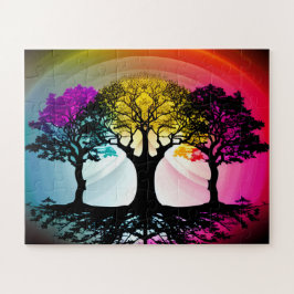 Silhouette Art Veelkleurige bos voor kinderen Legpuzzel