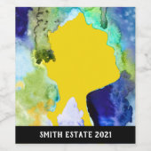 Silhouette art waterverf abstract wijn etiket (Enkel label)