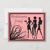 Silhouette Bachelorette Party (roze en zwart) Kaart (Voorkant)