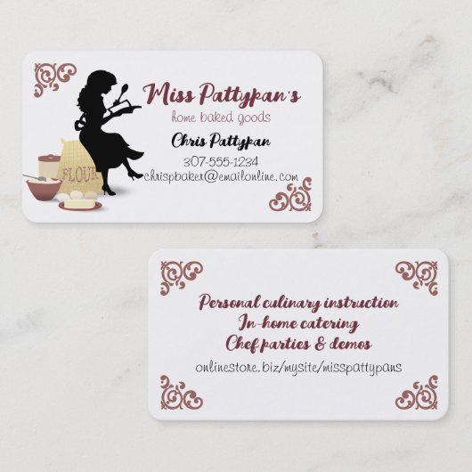 Silhouette bakkerij bakkerij, gebak, bakkerij visitekaartje (Voorkant / Achterkant)