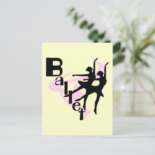 Silhouette Ballet T-shirts en cadeautjes Briefkaart (Staand voorkant)