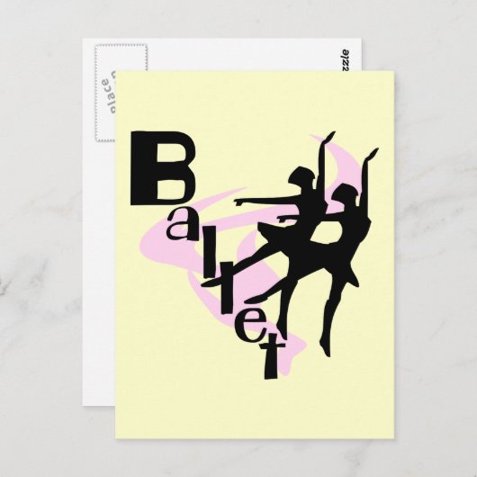 Silhouette Ballet T-shirts en cadeautjes Briefkaart (Voorkant / Achterkant)