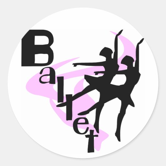 Silhouette Ballet T-shirts en cadeautjes Ronde Sticker (Voorkant)