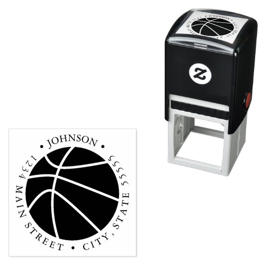 Silhouette Basketball Return Label Zelfinktende Stempel (In situ)
