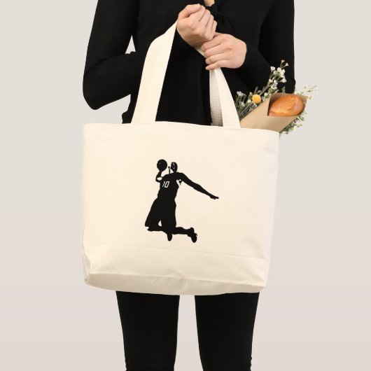 Silhouette basketbalspeler grote tote bag (Voorkant (product))