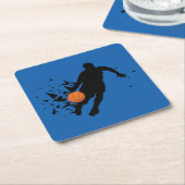 Silhouette basketbalspeler kartonnen onderzetters (Schuin)