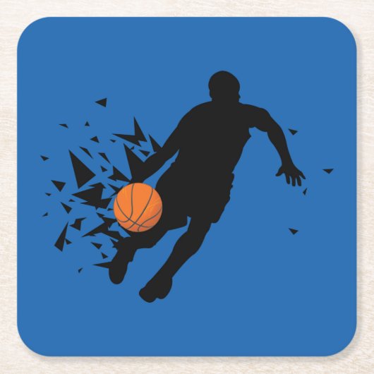 Silhouette basketbalspeler kartonnen onderzetters (Voorkant)