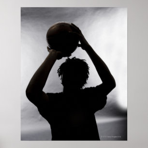 Silhouette basketbalspeler poster