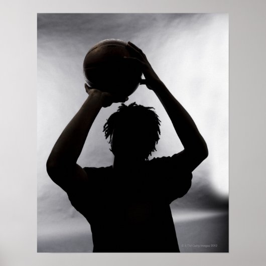 Silhouette basketbalspeler poster (Voorkant)