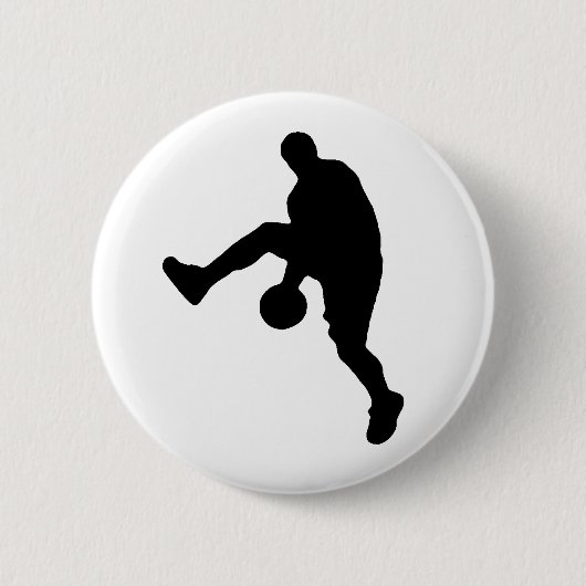 Silhouette basketbalspeler ronde button 5,7 cm (Voorkant)