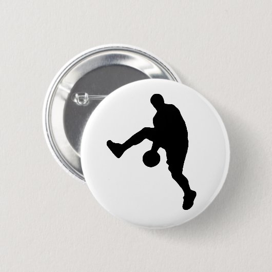 Silhouette basketbalspeler ronde button 5,7 cm (Voorkant /achterkant)