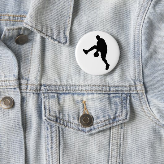 Silhouette basketbalspeler ronde button 5,7 cm (In situ)