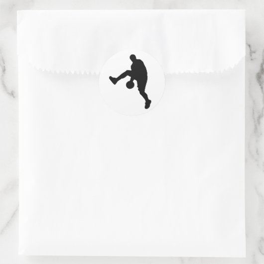 Silhouette basketbalspeler ronde sticker (Tas)