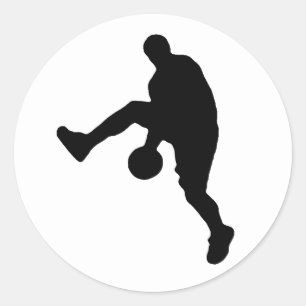 Silhouette basketbalspeler ronde sticker