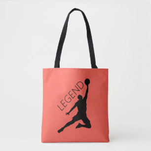 Silhouette basketbalspeler tote bag