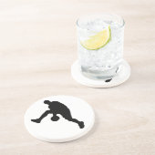 Silhouette basketbalspeler zandsteen onderzetter (Zijkant)