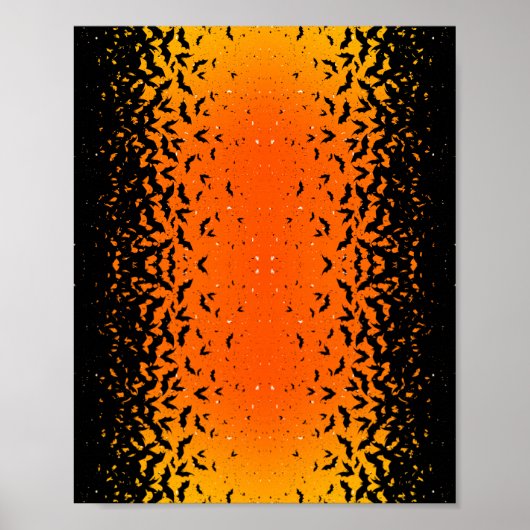 Silhouette Bats Vampire Dracula Halloween Pattern Poster (Voorkant)