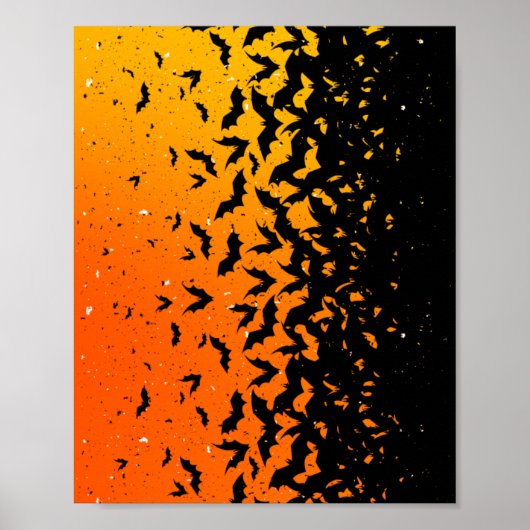 Silhouette Bats Vampire Dracula Halloween Pattern Poster (Voorkant)