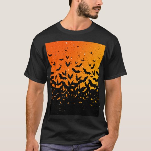 Silhouette Bats Vampire Dracula Halloween Pattern T-shirt (Voorkant)