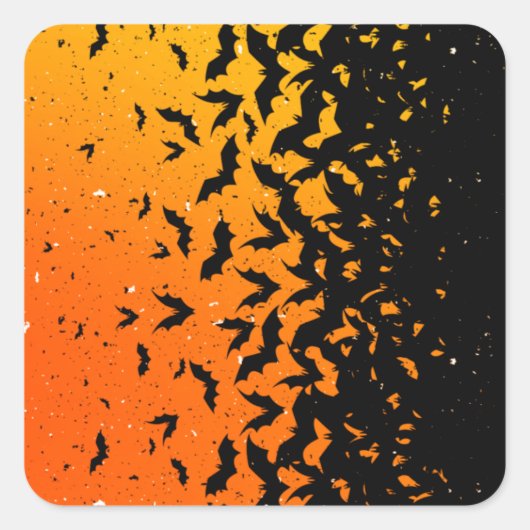 Silhouette Bats Vampire Dracula Halloween Pattern Vierkante Sticker (Voorkant)