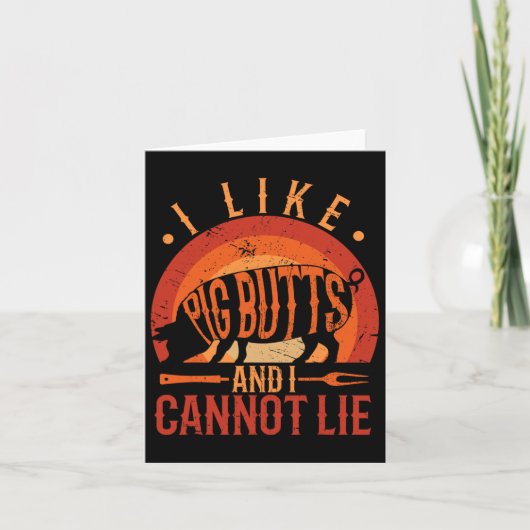 Silhouette Bbq Grill, ik hou van varken en ik kan  Kaart (Voorkant)