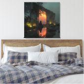Silhouette Before Fiery Ruin Sunset Canvas Afdruk (Insitu (Slaapkamer))
