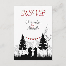 Silhouette Berg Beren Bruiloft RSVP Kaarten Kaartje