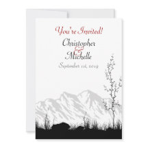 Silhouette Berg Zwart, Wit en Rood Bruiloft