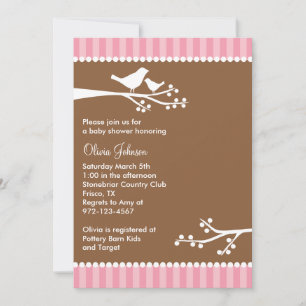 Silhouette Birds Baby Shower Invitations Kaart