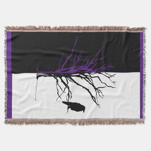Silhouette Black Bird Raven Deken (Voorkant)