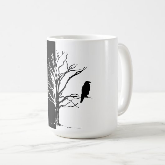 Silhouette Black Bird Raven Koffiemok (Voorkant rechts)