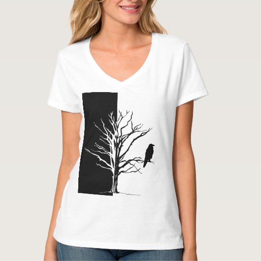 Silhouette Black Bird Raven T-shirt (Voorkant)