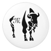 Silhouette Black Buffalo Monogram Keramische Knop (Voorkant)