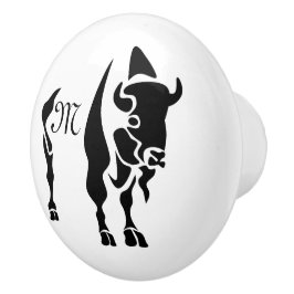 Silhouette Black Buffalo Monogram Keramische Knop