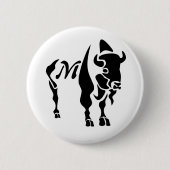 Silhouette Black Buffalo Monogram Ronde Button 5,7 Cm (Voorkant)