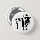 Silhouette Black Buffalo Monogram Ronde Button 5,7 Cm (Voorkant /achterkant)