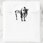 Silhouette Black Buffalo Monogram Ronde Sticker (Tas)