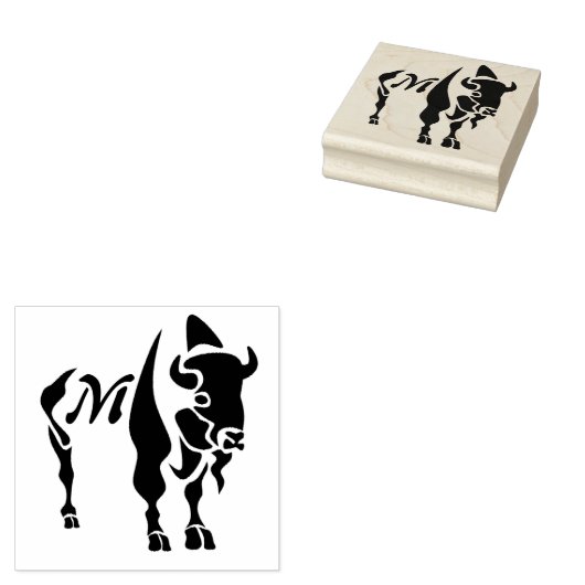 Silhouette Black Buffalo Monogram Rubberstempel (Gestempeld)