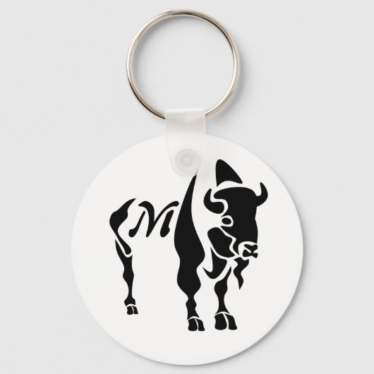 Silhouette Black Buffalo Monogram Sleutelhanger (Voorkant)