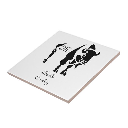 Silhouette Black Buffalo Monogram Tegeltje (Zijkant)