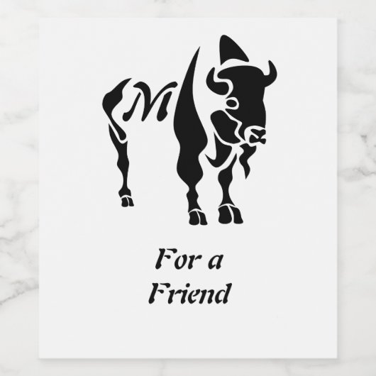 Silhouette Black Buffalo Monogram Wijn Etiket (Enkel label)